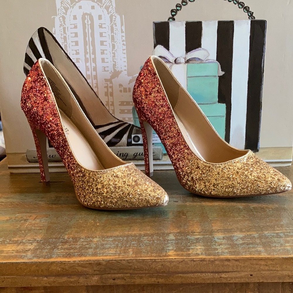 JUSTFAB VERONICA Rose & Gold High Heels (6.5).